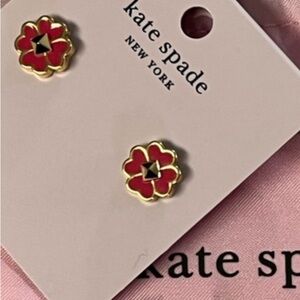 Kate Spade Pink Pepe Flower Spades And Studs Enamel Earrings